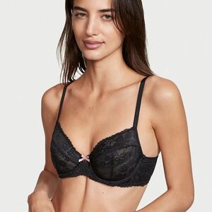 NWT ** Victoria's Secret Black Lace Demi Unlined Bra ** SZ 34DD